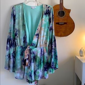 Tie-dye romper with tie front